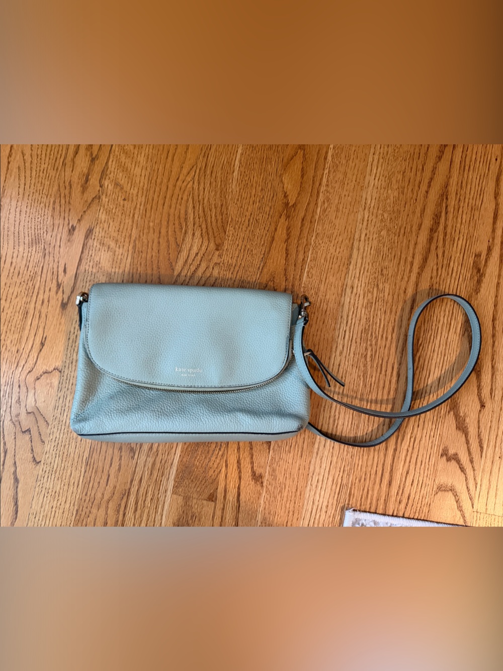kate spade light blue pebbled leather crossbody bag